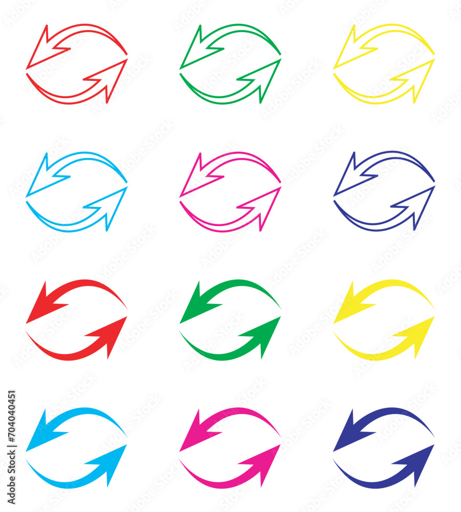 Repeat icon vector. Refresh icon sign symbol in trendy flat style. Set elements in colored icons. Reload arrow vector icon illustration isolated on white background Repeat icon vector. Refresh icon sign symbol in trendy flat style. Set elements in colored icons. Reload arrow vector icon illustration isolated on white background