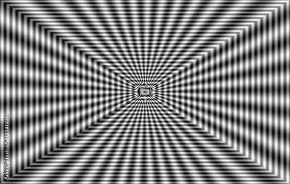 Obraz premium Perspektywa, tunel, głębia. Abstrakcyjne geometryczne rozmyte tło w biało czarnej kolorystyce. Iluzja ruchu