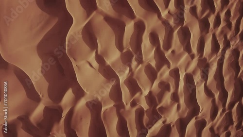 Aerial top view on sand dunes in Sahara desert, Africa, 4k photo