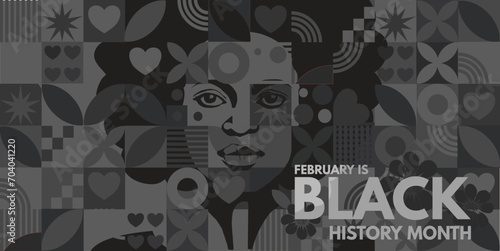 Black history month banner. Vector illustration ofa black woman photo
