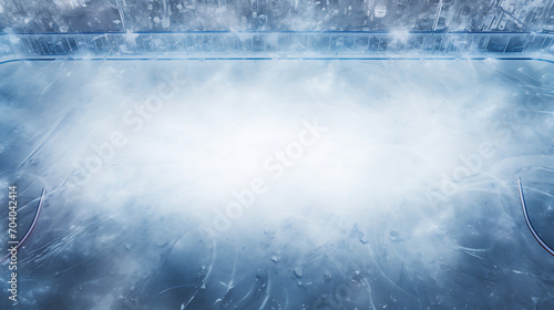 Ice hockey rink background or texture, captured in macro, seen from a top view.