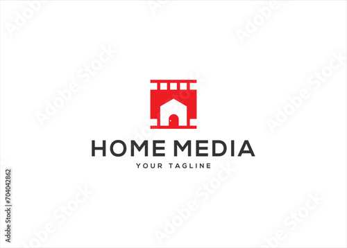 Home media logo design vector illustration template