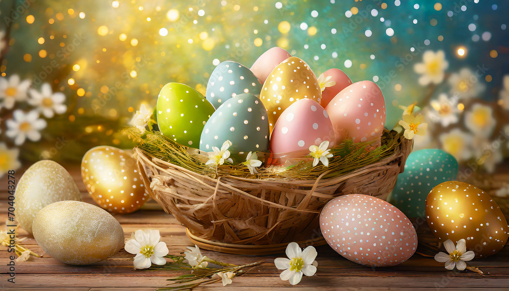 easter eggs in a basket easter eggs in a basket