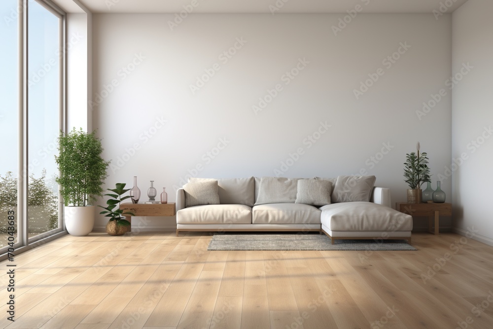 Fototapeta premium Bright and Airy Scandinavian Living Room Interior