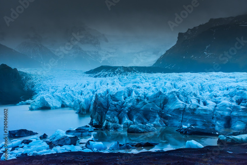 Dramatic ice landscape of the Svinafellsjokul Glacier, Iceland