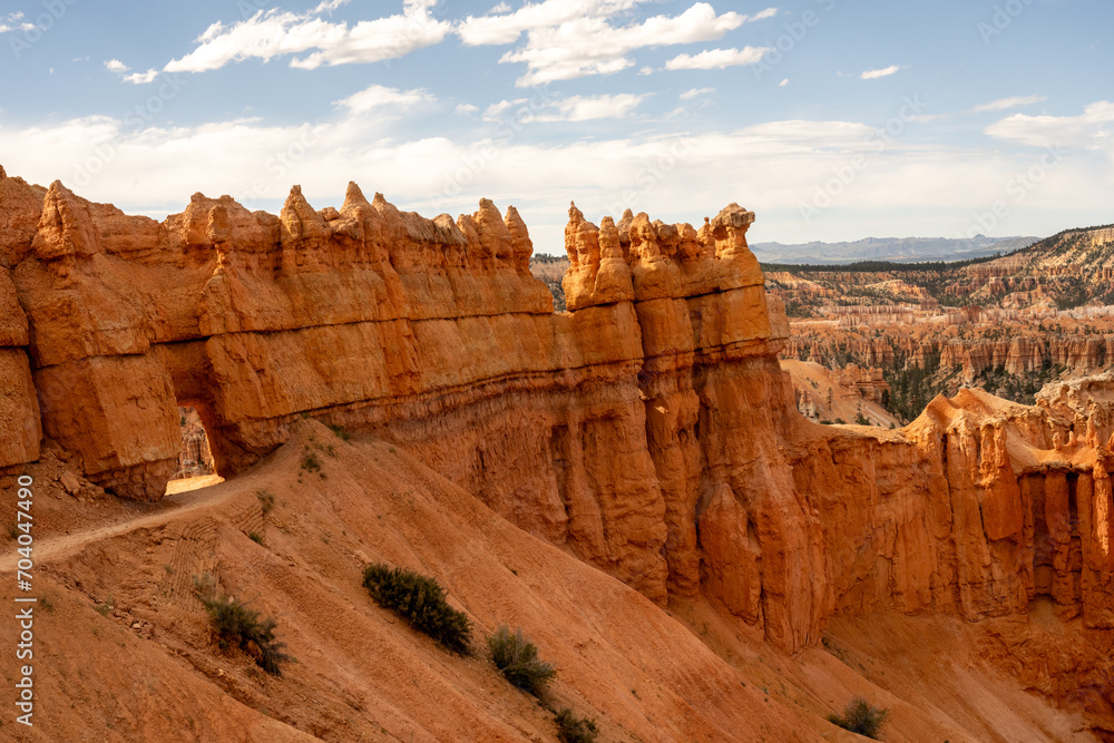 Peekaboo Loop Connector Trail Cuts Into A Wall Of Hoodoos Near Bryce Point