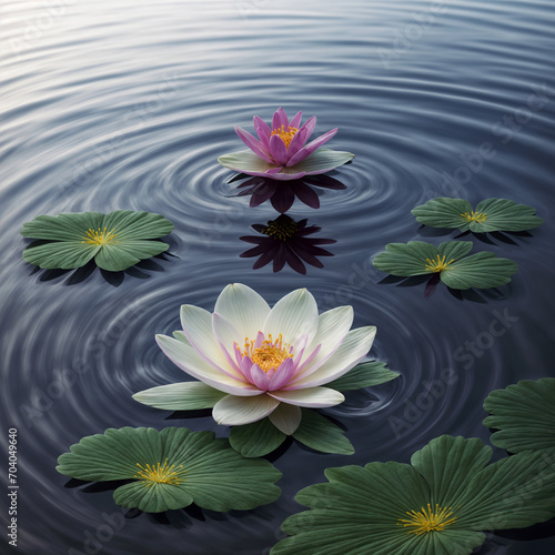 Zen inspired illustration of water lilies with large space for text  Concept of mindfulness - generated by ai