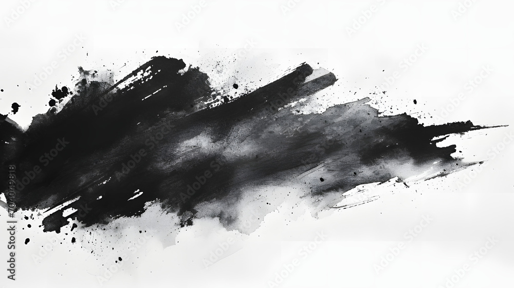 A stormy sky captured in a spontaneous, expressive sketch of black paint on a blank canvas, evoking a sense of raw emotion and abstract beauty