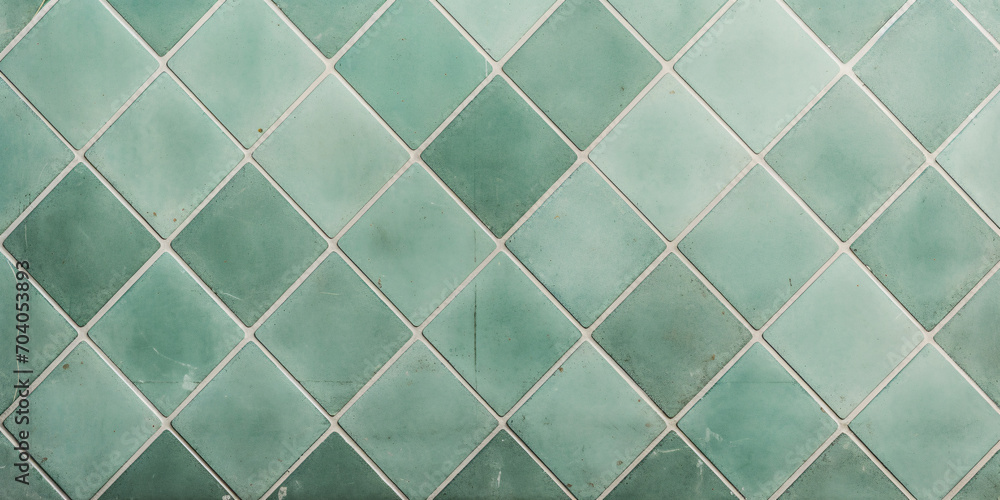 Fototapeta premium Background with small diamond shaped light green colored tiles