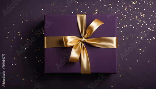 Violette Geschenkbox mit goldenem Band