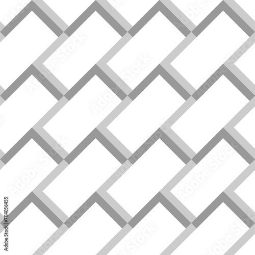 Repeated grey angle brackets and white rectangles background. Seamless pattern design. Chevrons abstract. Checkered ornament. Image with checks. Modern flooring motif. Zigzag lines wallpaper. Vector