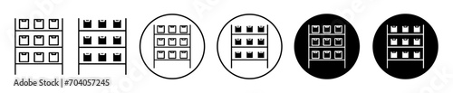 Storage Rack icon. Product package store house symbol. Cargo logistic stuff holder shelf vector. Industrial material or goods keeper warehouse sign.