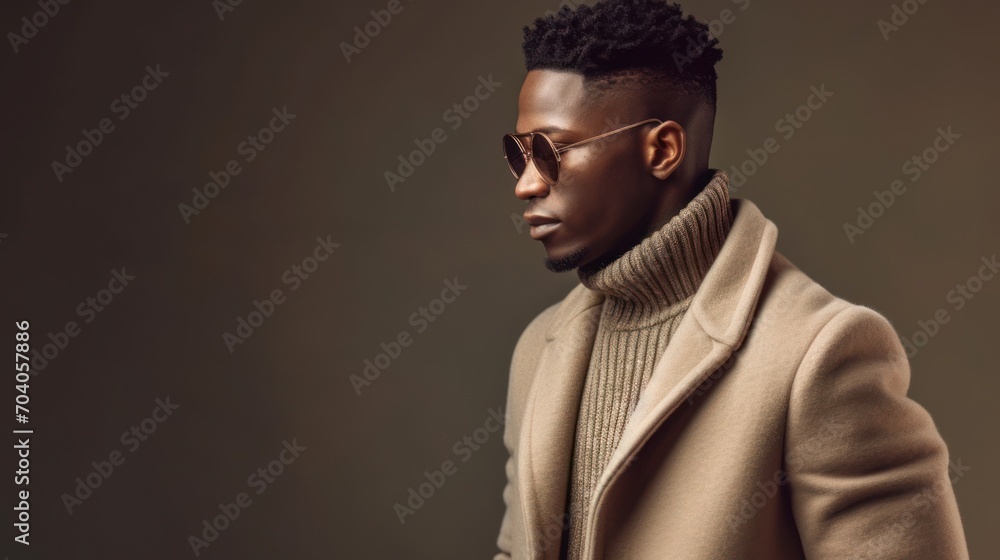 Obraz premium Profile of stylish young african american man in eyeglass