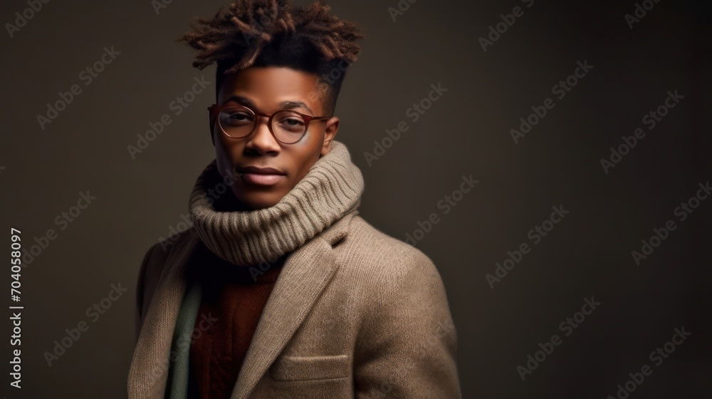 Obraz premium Profile of stylish young african american man in eyeglass