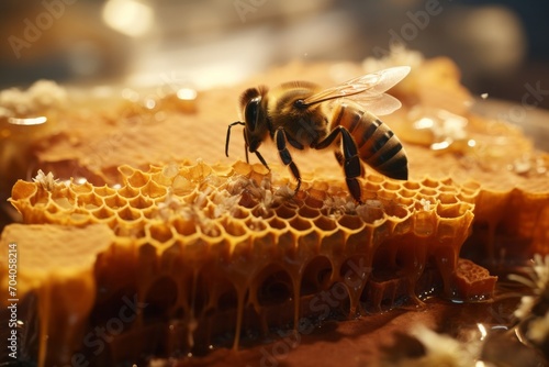 honeybees making honey in a hive