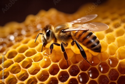 honeybees making honey in a hive