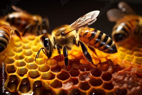honeybees making honey in a hive © urdialex