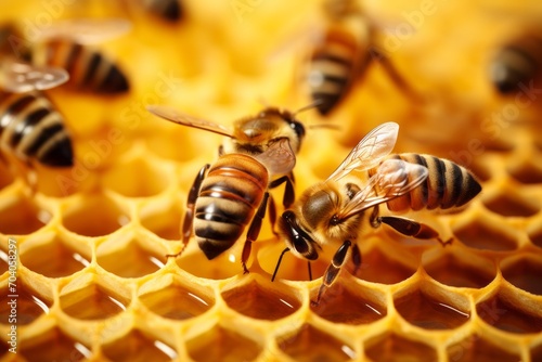 honeybees making honey in a hive © urdialex
