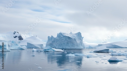 melting ice floating in the ocean