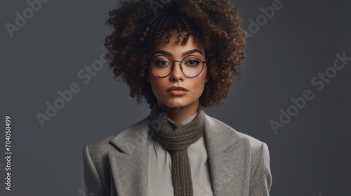 Stylish young african american woman in eyeglass