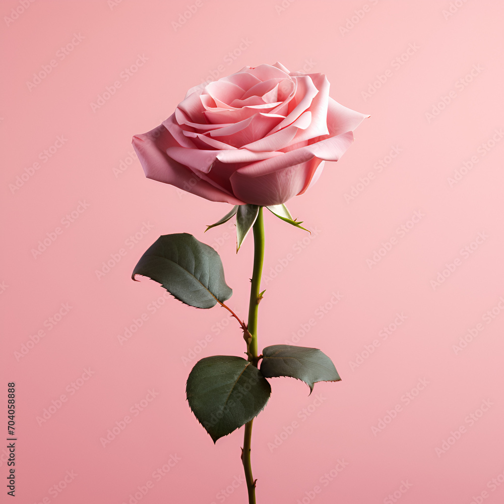 Pink rose on pink background