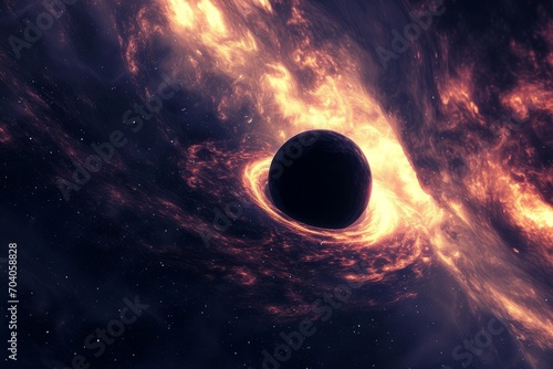 a black hole floating in space swallowing light