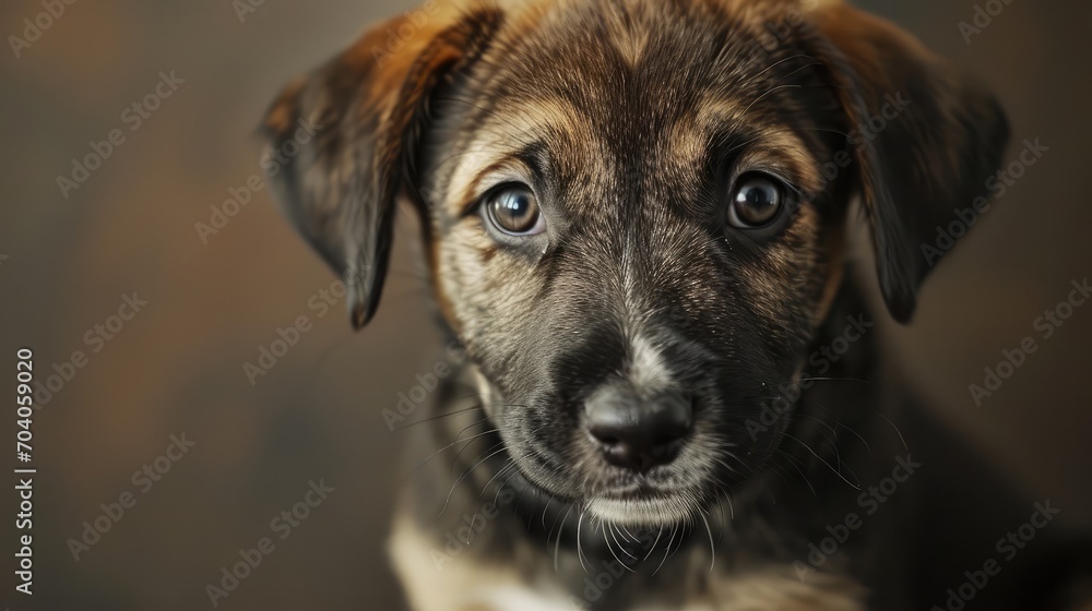 potrait of puppy playfull with blurred background, close up dog 