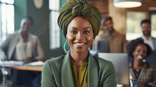 A young woman with charming, radiant features of African heritage