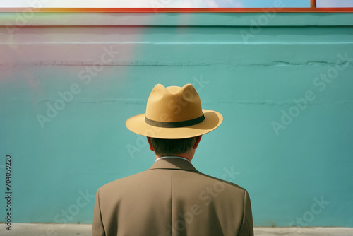 A man with a hat - light leak film photo