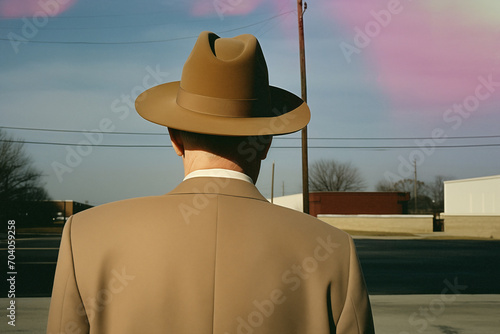 A man with a hat - 60s light leak film photo