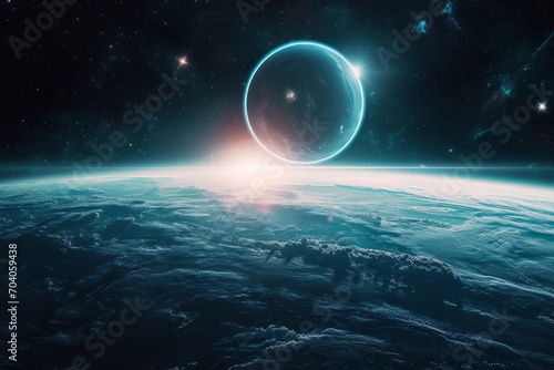 a planet floating in space