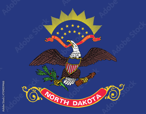 High detailed flag of North Dakota. North Dakota state flag, National North Dakota flag. Flag of state North Dakota. USA. America.
