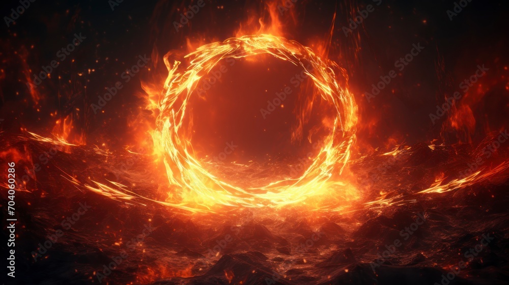 Circle fire ring on black background Circle fire ring on black background