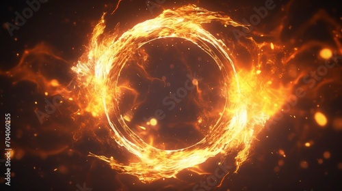 fire ring on black background photo