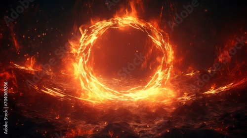 Circle fire ring on black background