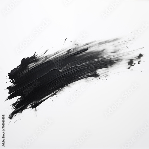 Black color paint stroke on a white background , Generative AI	
