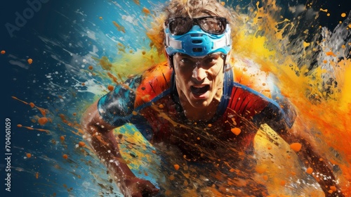 Sports Olympic games background, rugby warrior, splash art wallpaper © Kùmo
