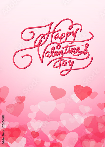 Happy Valentine's Day card. On a background with pink hearts, the inscription "Happy Valentine's Day."