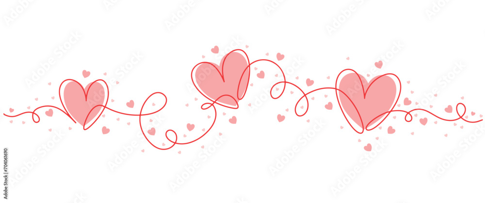 pink heart line art style. Valentines day, womens day, mothers day background element design