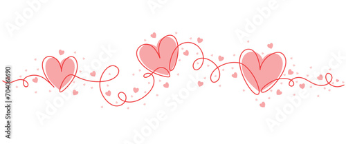 pink heart line art style. Valentines day, womens day, mothers day background element design