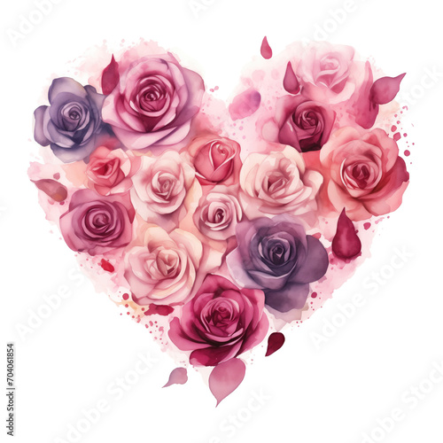 Heart shape made of colorful roses. Valentine s greeting card