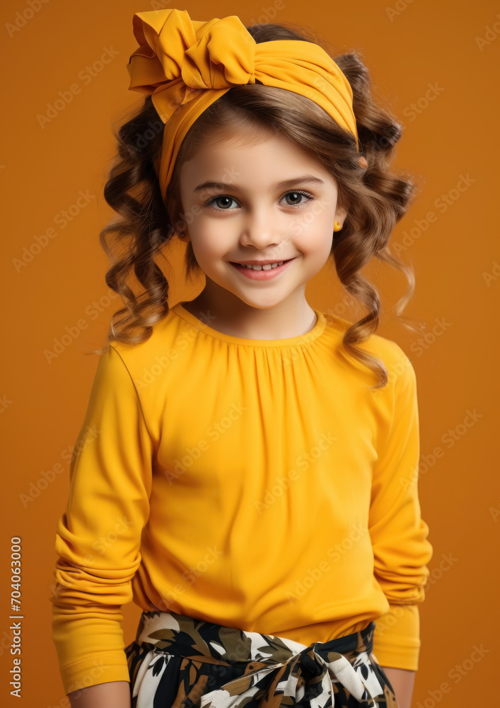 beautiful smiling little girl with headband and wavy hair on color background in studio, happy child, children's fashion, portrait, kid, childhood, stylish person, cute baby, hairband, emotional face beautiful smiling little girl with headband and wavy hair on color background in studio, happy child, children's fashion, portrait, kid, childhood, stylish person, cute baby, hairband, emotional face