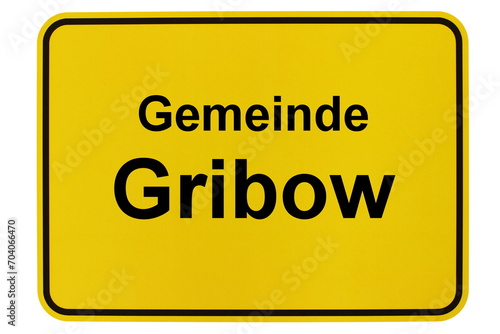 Illustration eines Ortsschildes der Gemeinde Gribow in Mecklenburg-Vorpommern