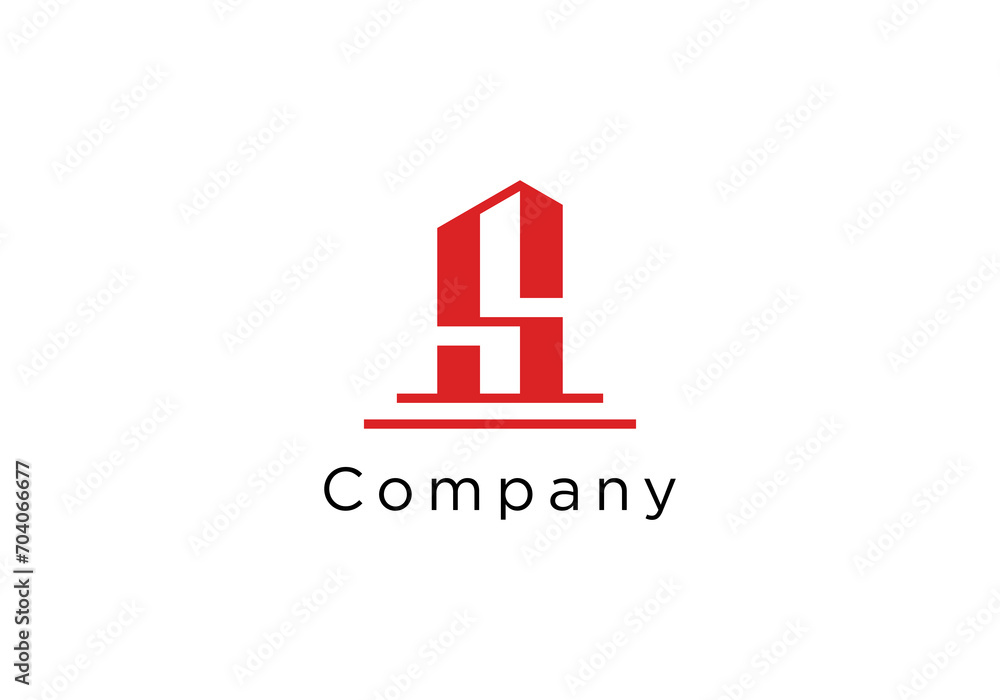 Building with Initial Letter S , Real Estate Apartment with S Monogram elegant logo design