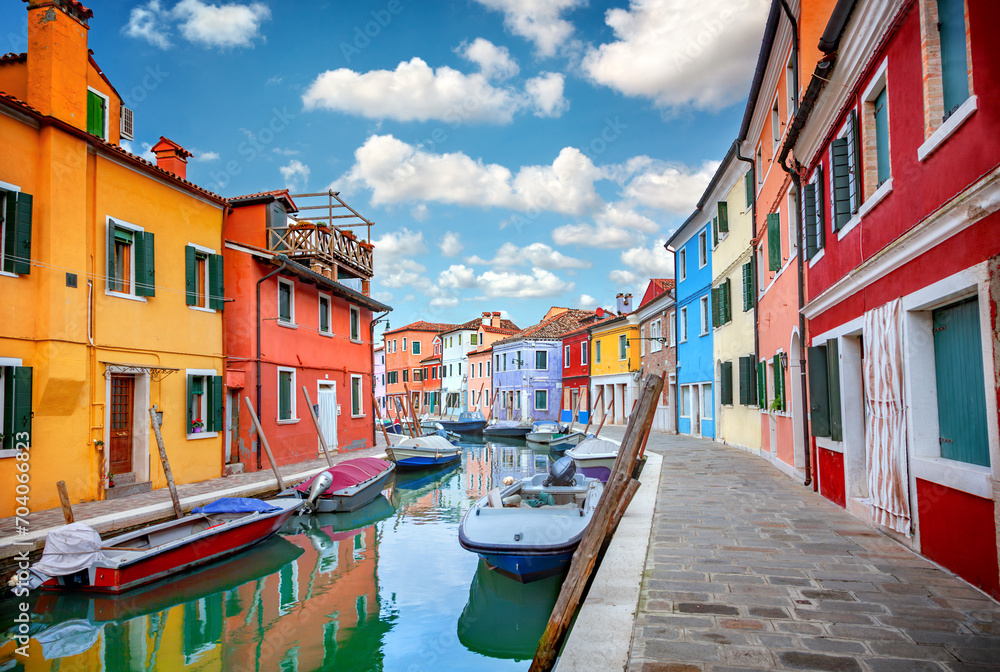 Fototapeta Colorful houses in Burano, Venice, Italy