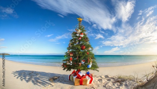 aussie christmas on the beach timber christmas tree nestled in sandy shores under the summer sun