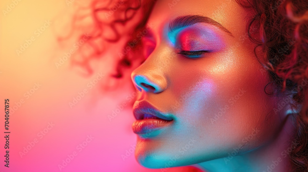 Enigmatic Beauty in Neon Glow