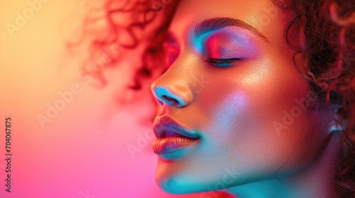 Enigmatic Beauty in Neon Glow