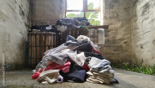 pile of dirty clothes laundry generative ai