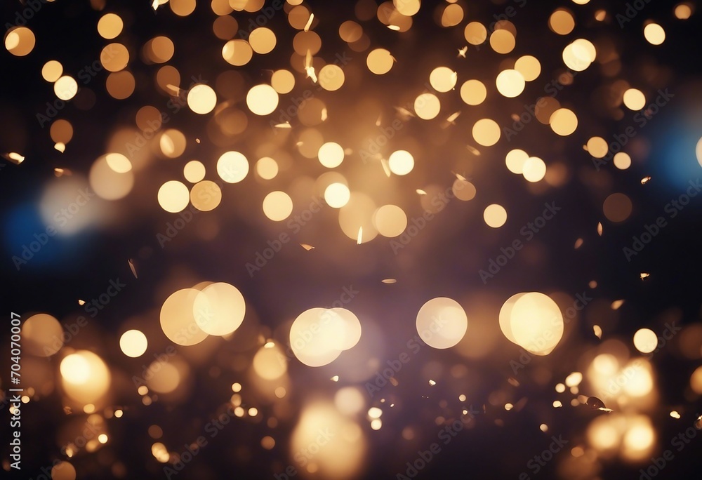 Abstract festive dark and gold background with fireworks stars and bokeh Holidays celebration